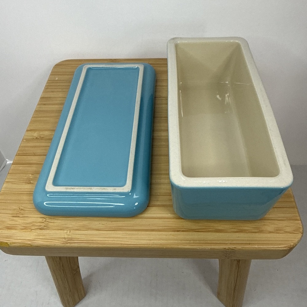 Le Creuset Stoneware Signature Turquoise Covered Butter Dish Lid Underplate EUC - Picture 8 of 8